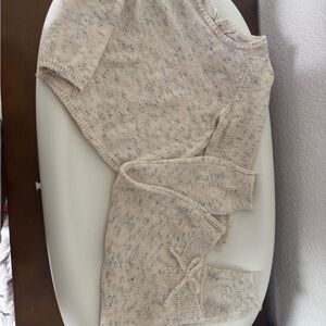 Quincy Mae Marled Cream & Gray Kids Crewneck Set